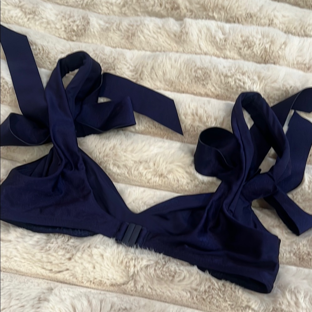 ZIMMERMANN Navy Blue Bikini Top with Bow Straps